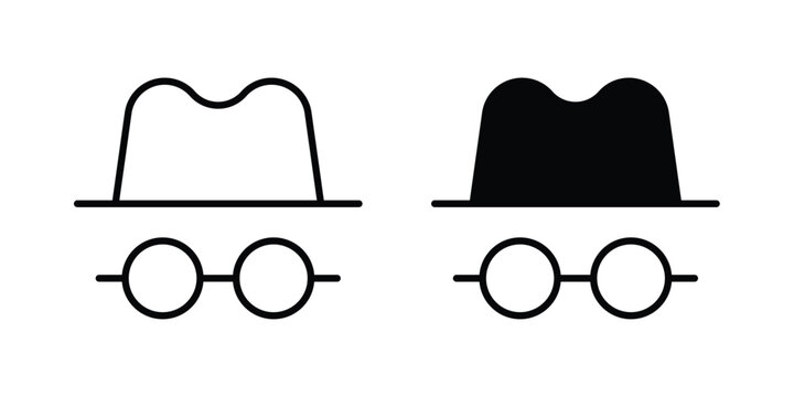 Incognito icon outline icons collection. Flat icons
