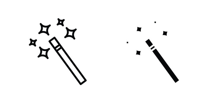 Magic wand icon outline icons collection. Flat icons