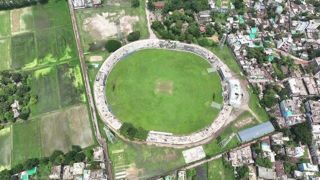 Aerial view of narayanganj cricket stadium in bangladesh