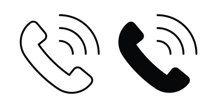 Phone call icon outline icons collection. Flat icons