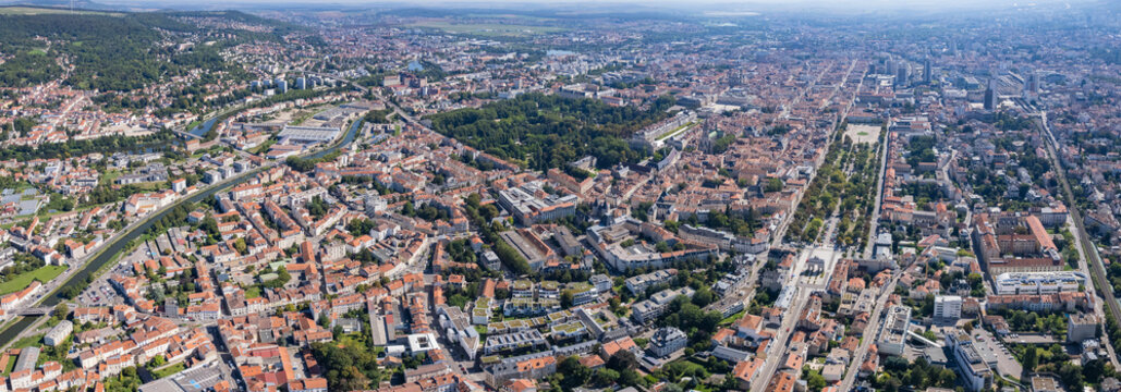 Aerial view around the old town of Nancy in France on a sunny day in summer