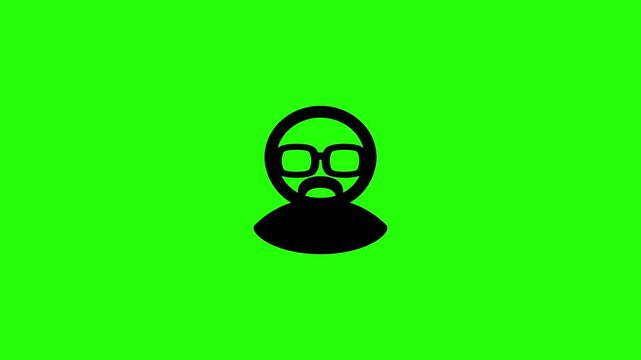 Creative 4K horizontal motion asset containing a bald director designer avatar wearing glasses bouncing dynamically. Unique energetic popup graphic for modern startup marketing agency team portfolios.