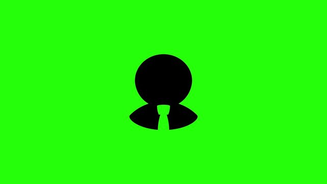 4K horizontal layout featuring an anonymous businessman necktie silhouette profile avatar bouncing cleanly. Elegant default account popup icon for online employment vacancy and recruitment media.