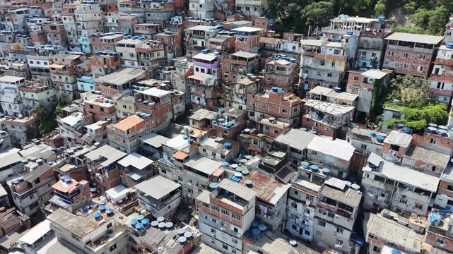 Aerial View of Rocinha Favela in Rio de Janeiro, Brazil