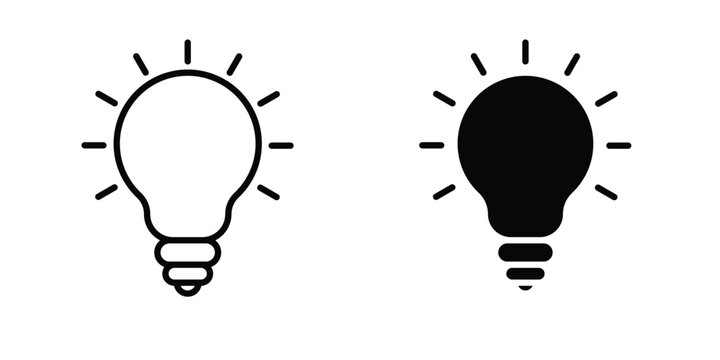 Solution lamp icon outline icons collection. Flat icons