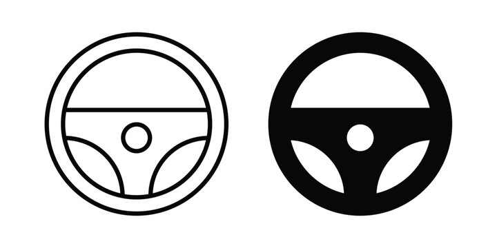 Steering wheel icon outline icons collection. Flat icons