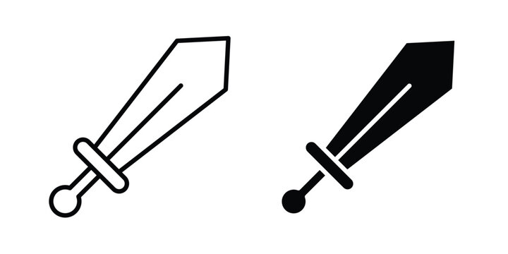 Sword icon outline icons collection. Flat icons