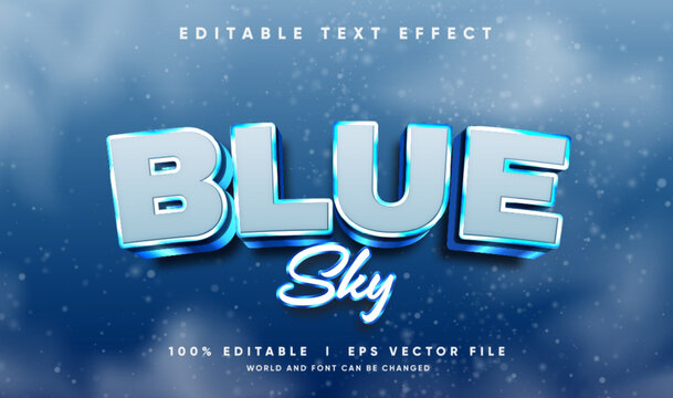 editable blue sky 3d text effect template with modern style