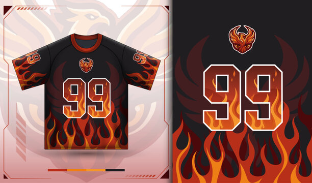 Fire Phoenix Esports Jersey Number 99 Flame Gaming Uniform