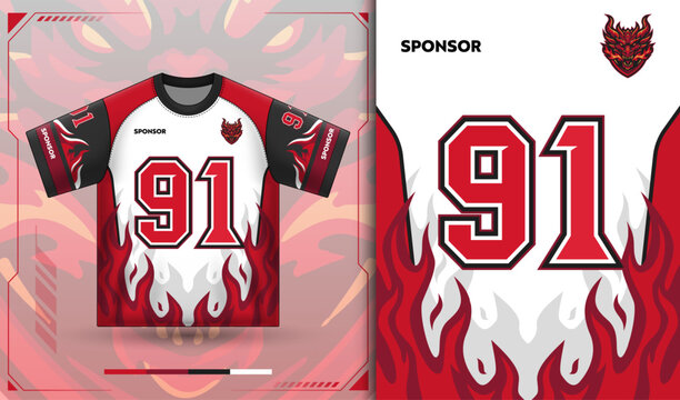 Fire Phoenix Esports Jersey Number 91 Red Flame Gaming Uniform Vector Design