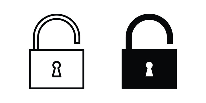 Unlock icon outline icons collection. Flat icons