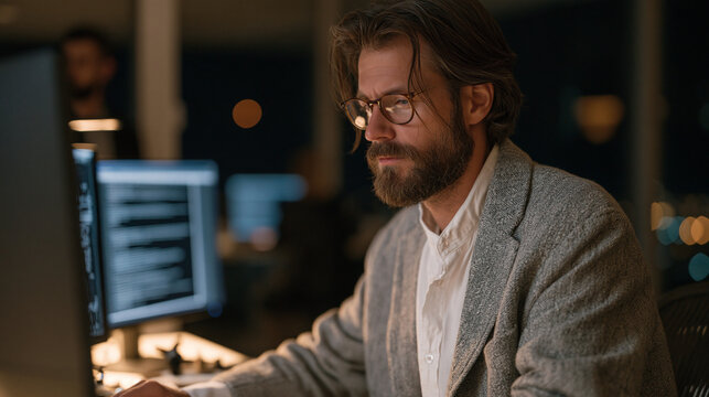 Threat intelligence analyst cross-referencing dark web forum excerpts with corporate asset database in windowless security operations center, dual monitors displaying anonymized attacker communicati