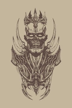 Crowned Skull Entity With Riblike Armor Design