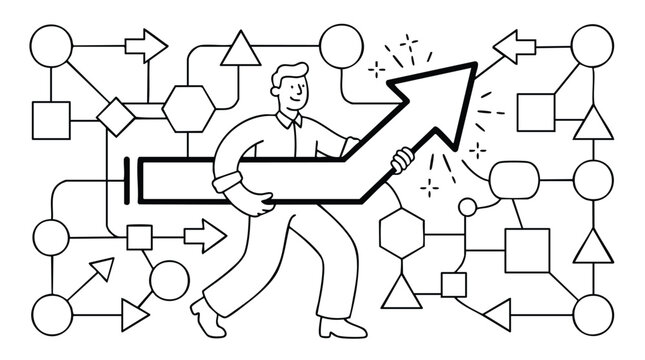 Strategic business leader navigating complex workflow systems to drive corporate growth and measurable success