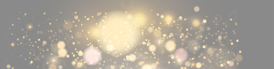 Abstract gold glitter cloud and bokeh lights border on gray background © LILIIA SMIRNOVA