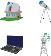Naklejka premium Exploring space and transmitting data with various science instruments