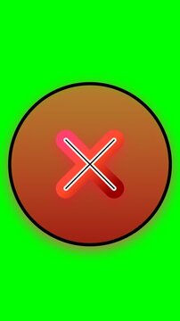 Neon Red X Mark on Gradient Circle Background