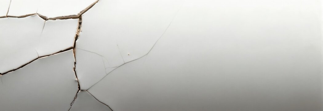 Close-up of cracked white porcelain surface texture. Fractured ceramic pattern shows aged wear and tear. Detailed background with subtle flaws and fissures.