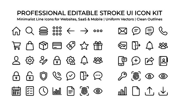 Editable stroke UI icon kit vector illustration for website app and ecommerce