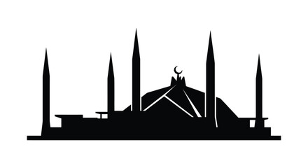 mosque silhouette on white background minaret dome © farhan