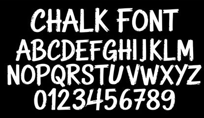 textured chalk font with white handwritten alphabet letters on blackboard for school design © Sharmin