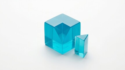 Obraz premium Cyan supplement cube with precise removed corner