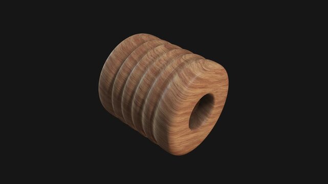 A drag and drop 3D carved wooden style shape with alpha that spins on a loop.
