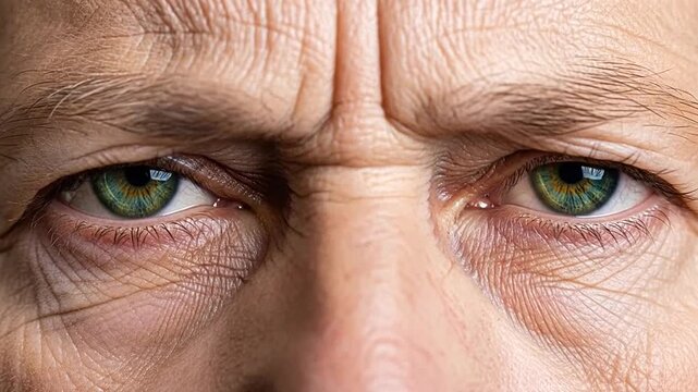 close-up of a man's green eyes.