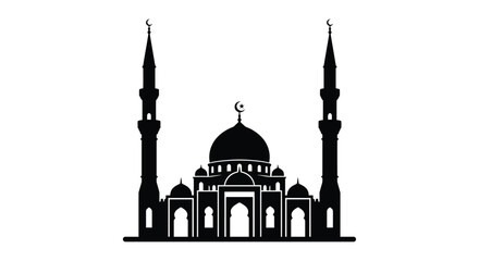 mosque silhouette on white background minaret dome © farhan