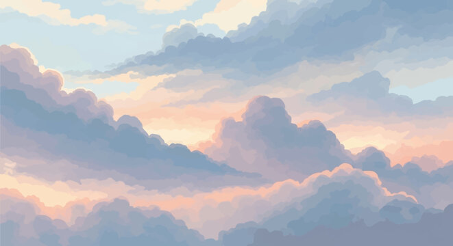 Dreamy Pastel Sky with Soft Clouds at Sunrise