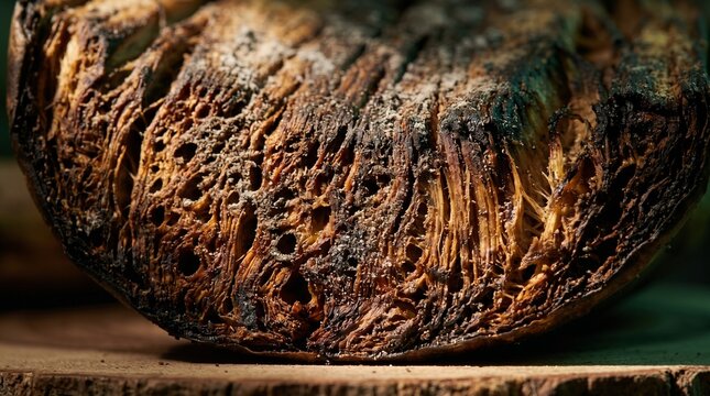 Extreme Texture Crop of Roasted Palm Heart