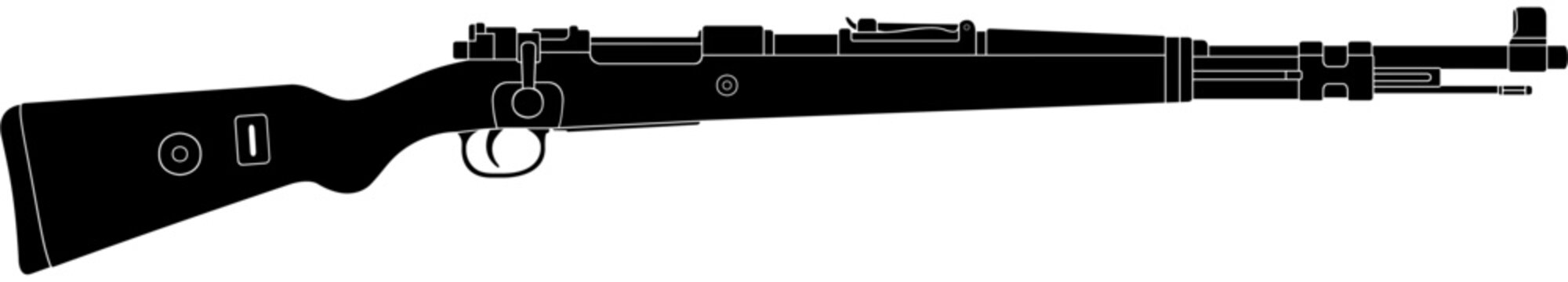 Karabiner 98k Rifle Silhouette Vector Illustration