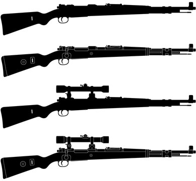 Karabiner 98k Carbine Silhouette Vector Pack with and without Scope