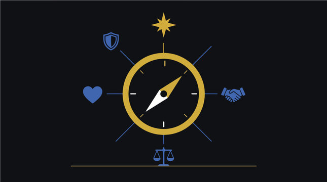Corporate Ethics Program Compass Leadership Concept Vector