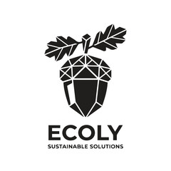 Geometric acorn logo icon sustainable solutions graphic with geometric, abstract © saharima