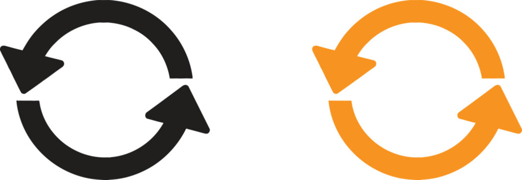 Black and orange circular reload or refresh arrow icons