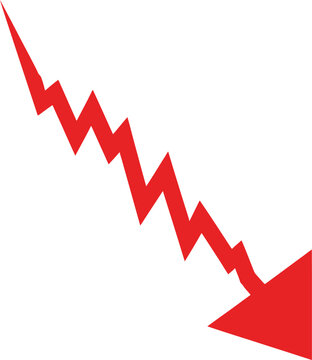 Red zigzag arrow pointing down representing financial loss or decline