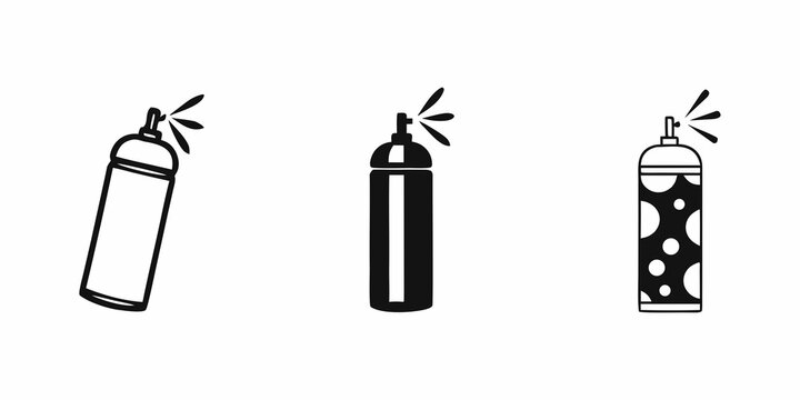 Spray Paint Can Icons Three Black And White Line Variations