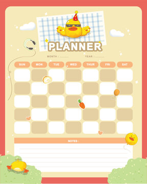 printable memo planner with cozy picnic cool duck character