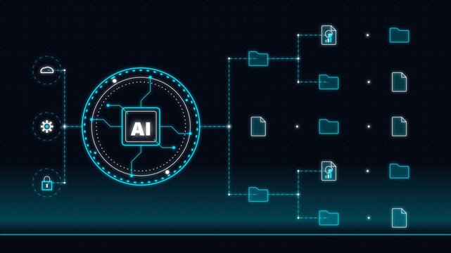 Futuristic Cyberpunk AI Holographic File Manager Data Scan Interface