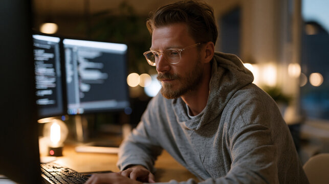 Nation-state malware reverse engineer carefully dissecting obfuscated payload in isolated virtual environment on high-security research workstation, disassembled code segments annotated on dual moni