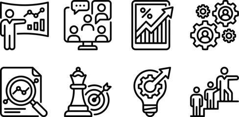 Obraz premium Business Strategy and Marketing Analytics Icon Set for Corporate Growth
