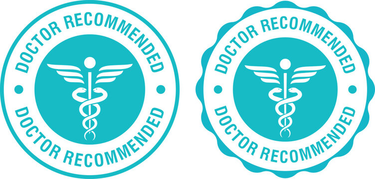 Doctor Recommended Badge Vector Set for Healthcare Medical Products Quality Certification Labels