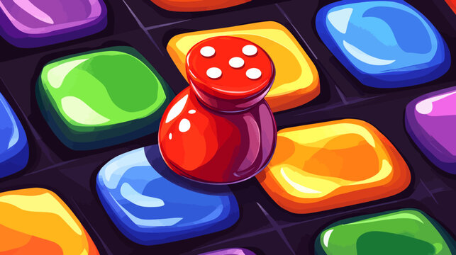 Colorful candy board with a red pushpin on a green square