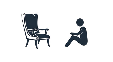 Fototapeta premium Blue silhouette of a person sitting in a modern office chair