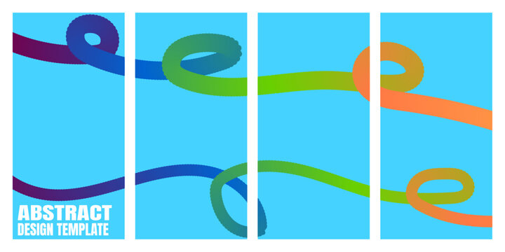 Colorful Curved Lines, Vector Illustration Template On Blue Background