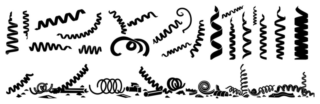 Metal shavings and spiral scrap metal turnings industrial waste vector illustration