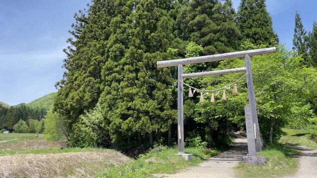 村の鎮守さま、鎮守の森、大内宿、高倉神社