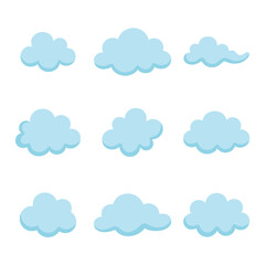 Fototapeta premium Blue Cloud Icons Set with Various Shapes and Styles Vector Illustration