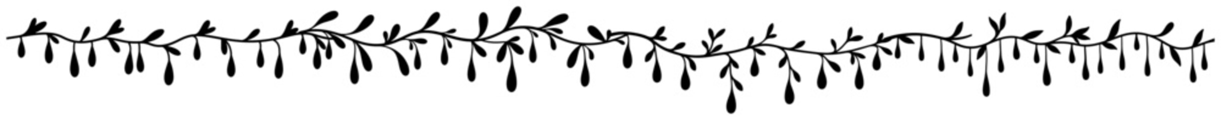 Leafy vine border with hanging berries and decorative botanical branches © Katarzyna